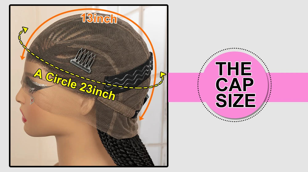 34 Inch Knotless Box Braiding Cornrow Wig | Full Lace | Kanekalon