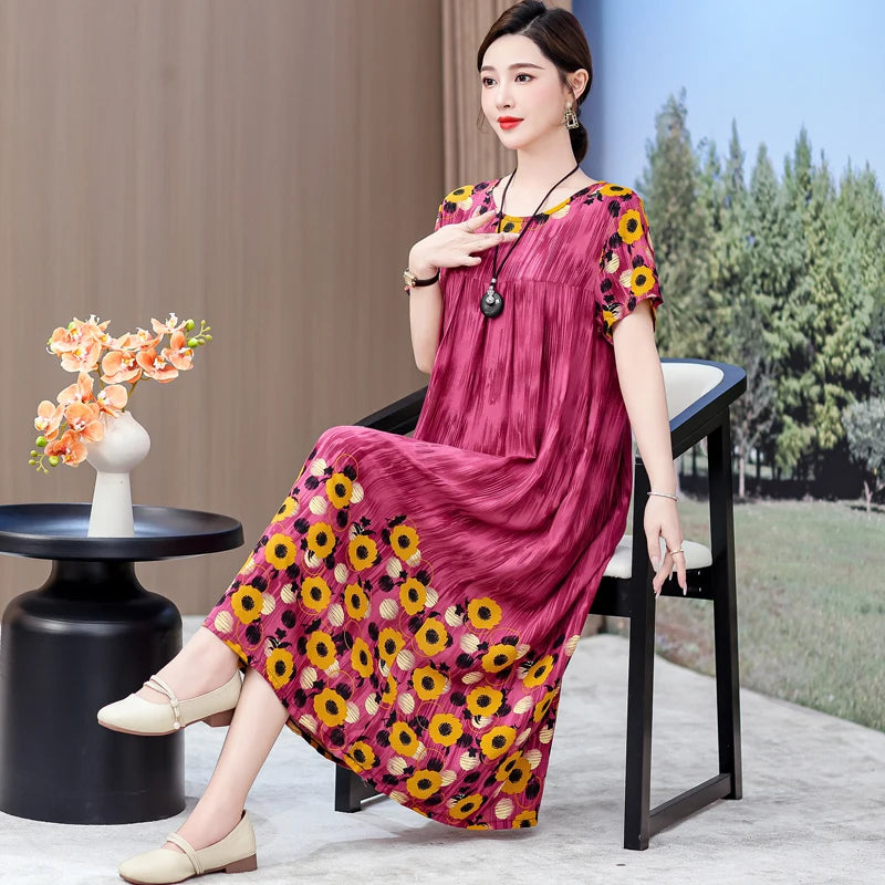 New 2025 Women Dress Female Casual short Sleeve cotton Dresses loose solid Vintage Sweet Clothing Vestidos  vestido verano