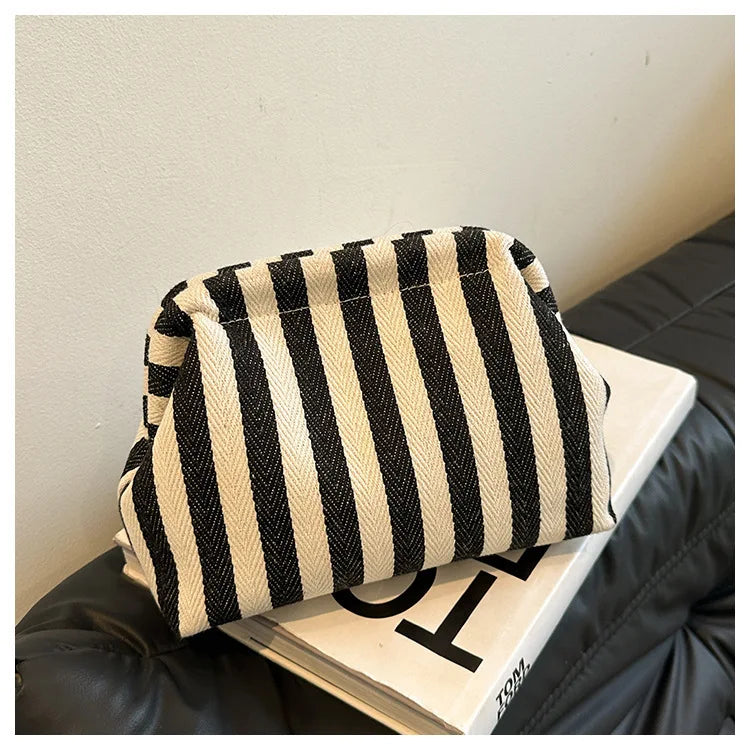 Woven Crochet Purses for Women Beach Clutch Handbags | Dumpling Hobo Casual Colorblock Bag Ladies Ruched Cloud Purse Luxegan