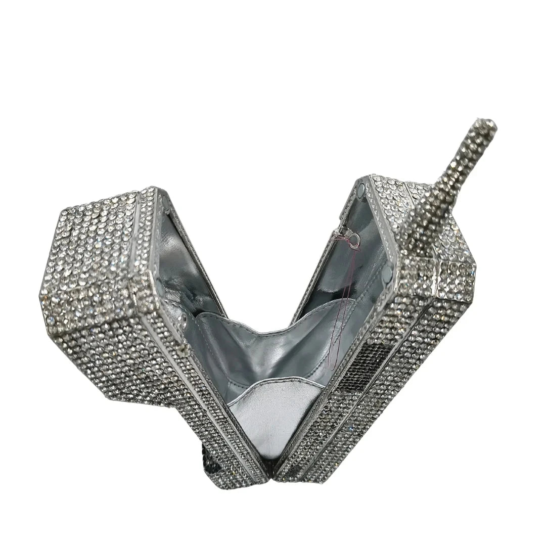 Luxury Cellphone-Shaped Crystal Evening Clutch | Sophisticated Diamond-Encrusted Wedding Party Bag | Elegant Pink Crystal Bridal Handbag | "Dignified" Structured Minaudière for High-Fashion Events Luxegan