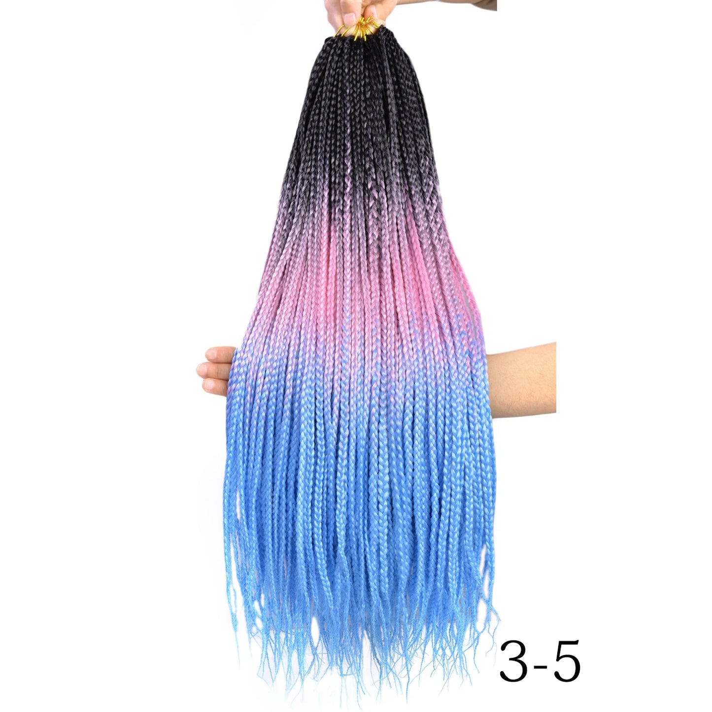 24-Inch Long Ombre Box Braids Crochet Hair - Pre-Looped Synthetic Braiding Hair Extensions - High Temperature Fiber 22 Strands/Pack Piano Color Crochet Braids for Women & Girls (27 Colors Available)