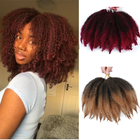 Short Afro Kinky Curly Crochet Braiding Hair 8in | Marley Twist | 4 Colors