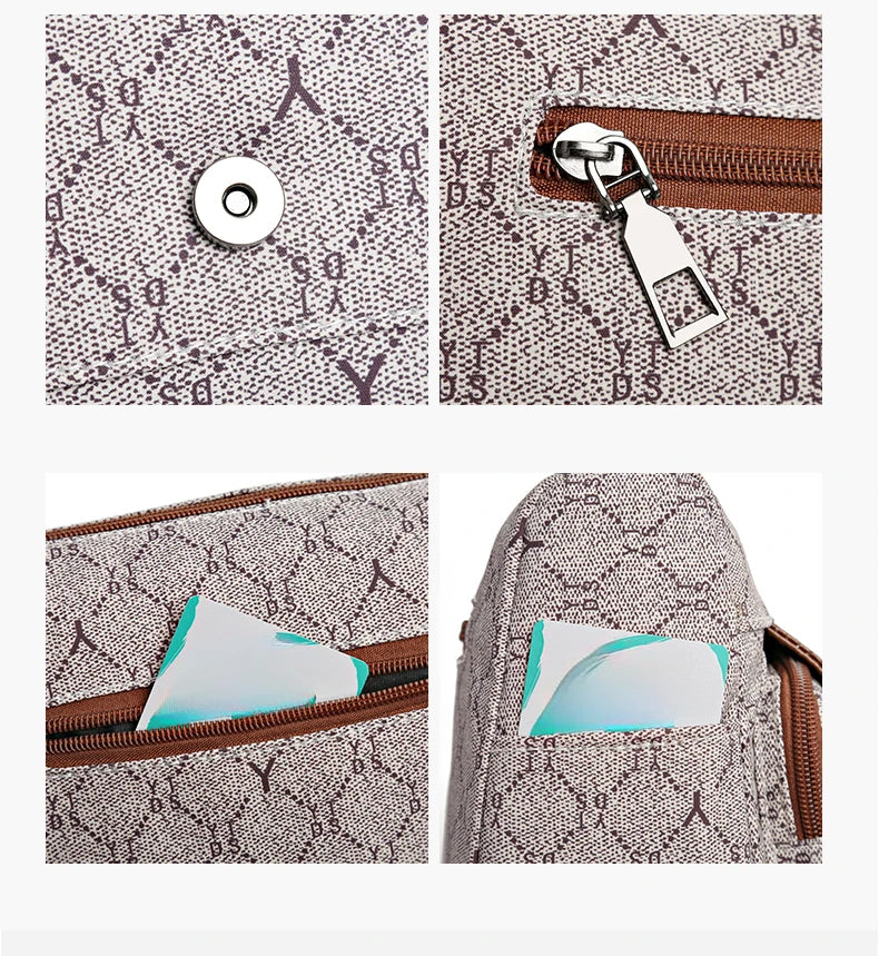 Old Style Multi-Bag Design | High-Quality Women’s Letter Print Handbag | Casual PVC Crossbody, Shoulder Bag & Wallet Set for Parties Luxegan