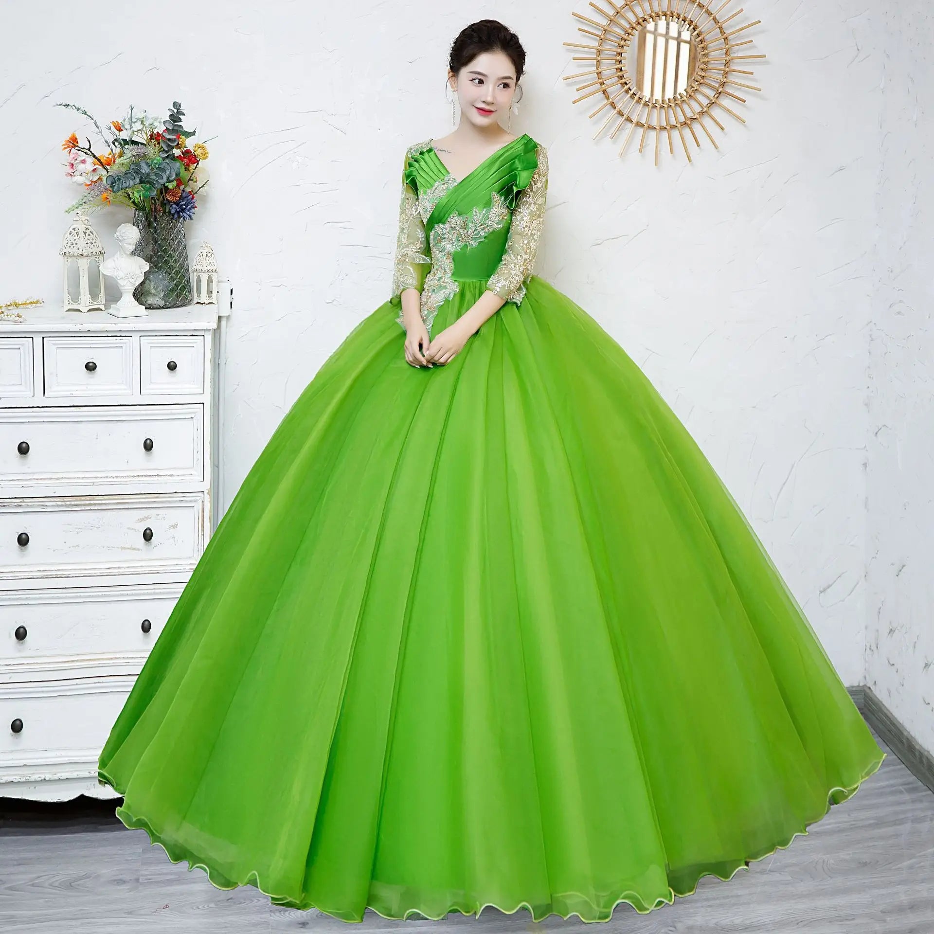 Women's Amazing Ready-to-Wear Prom Dress | Extra Fluffy Long Gala Gown | Elegant Strapless Lace Party Dress for Photo Shoots | Premium Tatting All-Season Ball Gown Luxegan