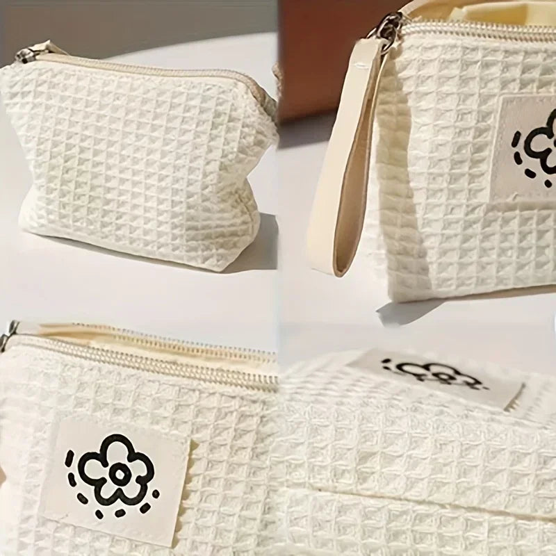 Simple Flower Small Coin Purse | Portable Waffle Grid Coin Pouch Luxegan