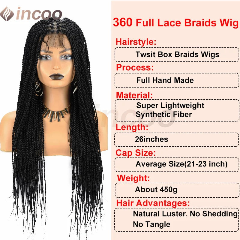 26-40 Inch Senegalese Twist Box Braid Wig | Full Lace | Faux Locs