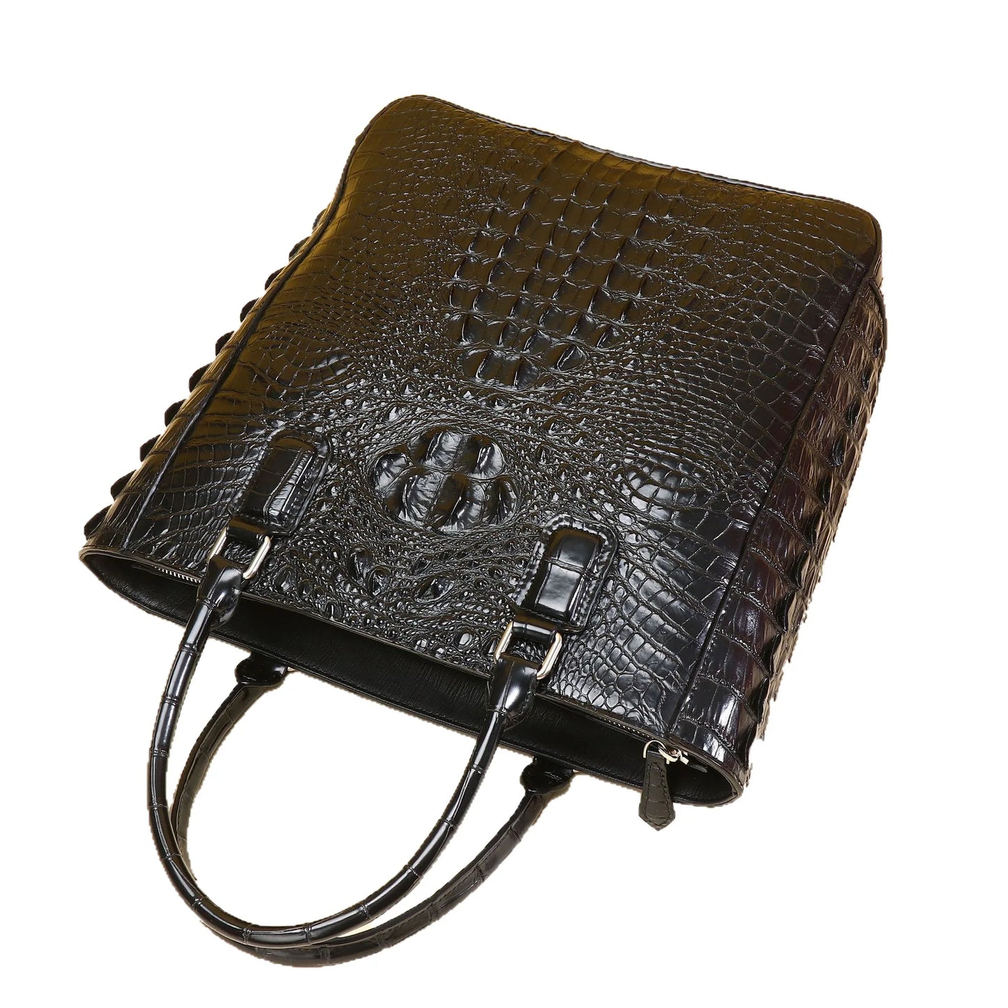 Women's Luxury Genuine Leather Alligator Handbag | Designer Real Natural Leather Shoulder Bag | Hard Shell Casual Tote Crossbody Purse | Multi-Pocket Large Capacity Versatile Satchel Model 20250603f Luxegan