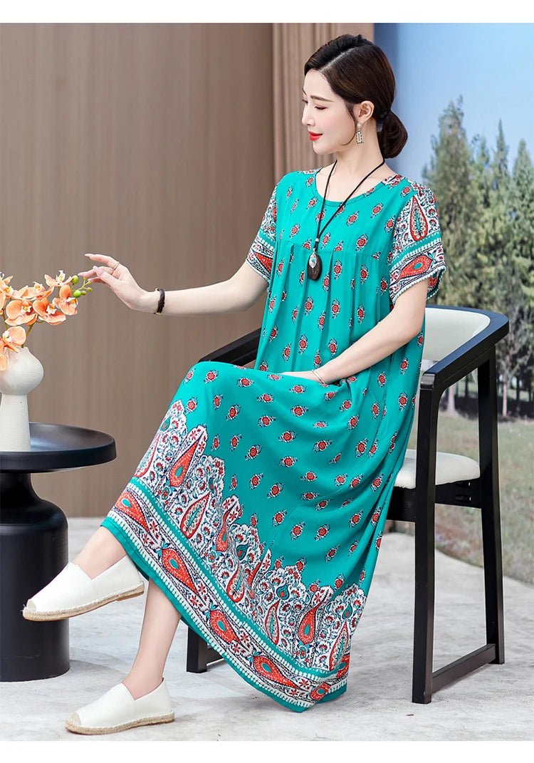 New 2025 Women Dress Female Casual short Sleeve cotton Dresses loose solid Vintage Sweet Clothing Vestidos  vestido verano