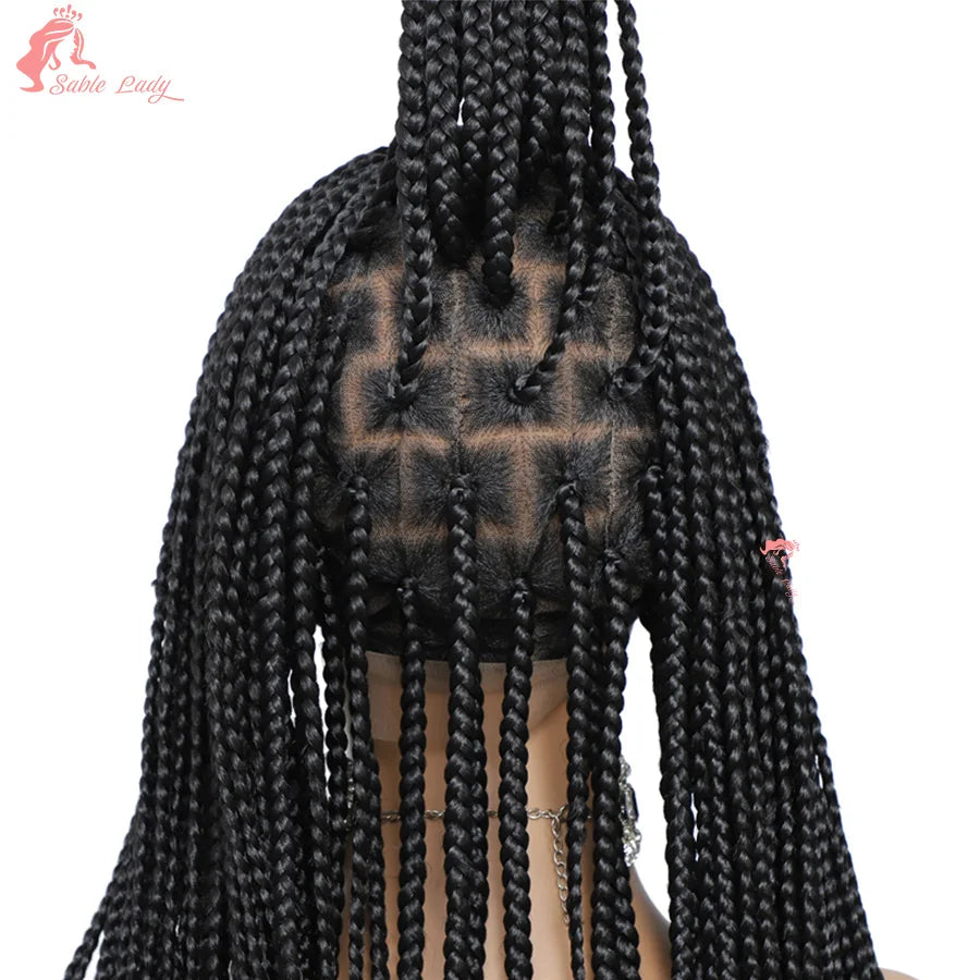 36 Inch Goddess Knotless Box Braids Cornrow Wig | 360 Full Lace