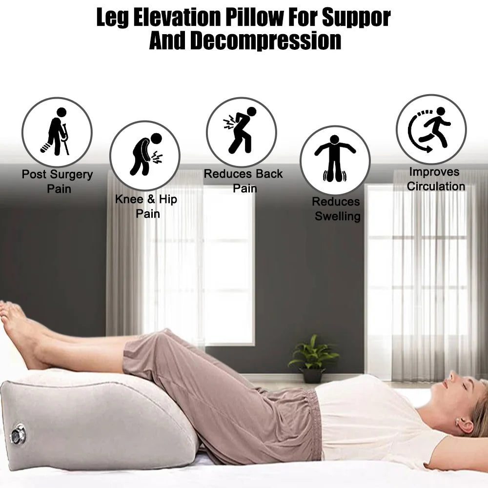 Portable Inflatable Leg Wedge Pillow | Sophisticated "Travel & Camping" Support Silhouette | Elegant PVC Elevation Knee Cushion | "Dignified" High-Performance Bedding Essential for Radiant Versatile Styling Luxegan