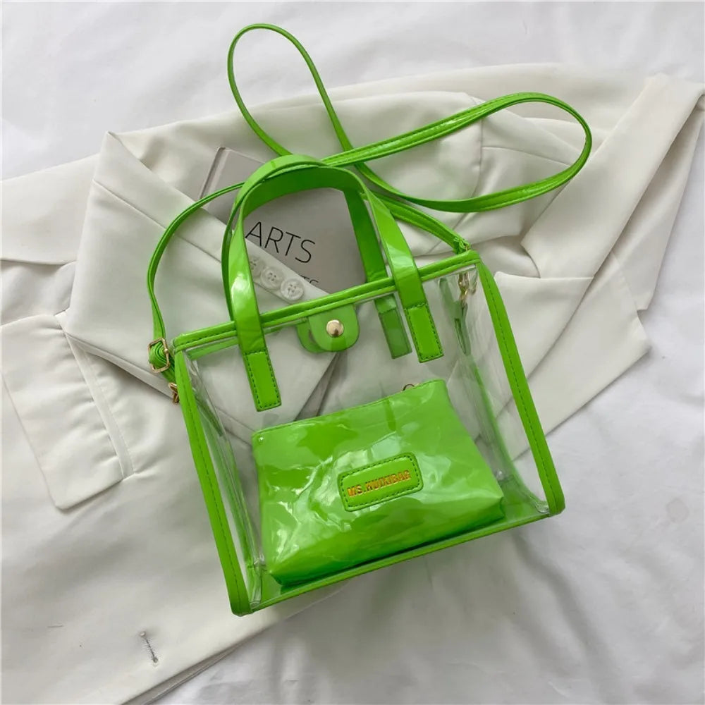 Crossbody Shoulder Bag with Removable Strap | Stadium Approved Transparent Clear Purse | Women's PVC Handbag Luxegan