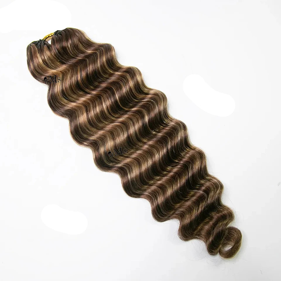 Loose Deep Wave Crochet Boho Braid Hair – Honey Blonde Mix Brown | 100–300 Strands | 16–20 Inches Luxegan