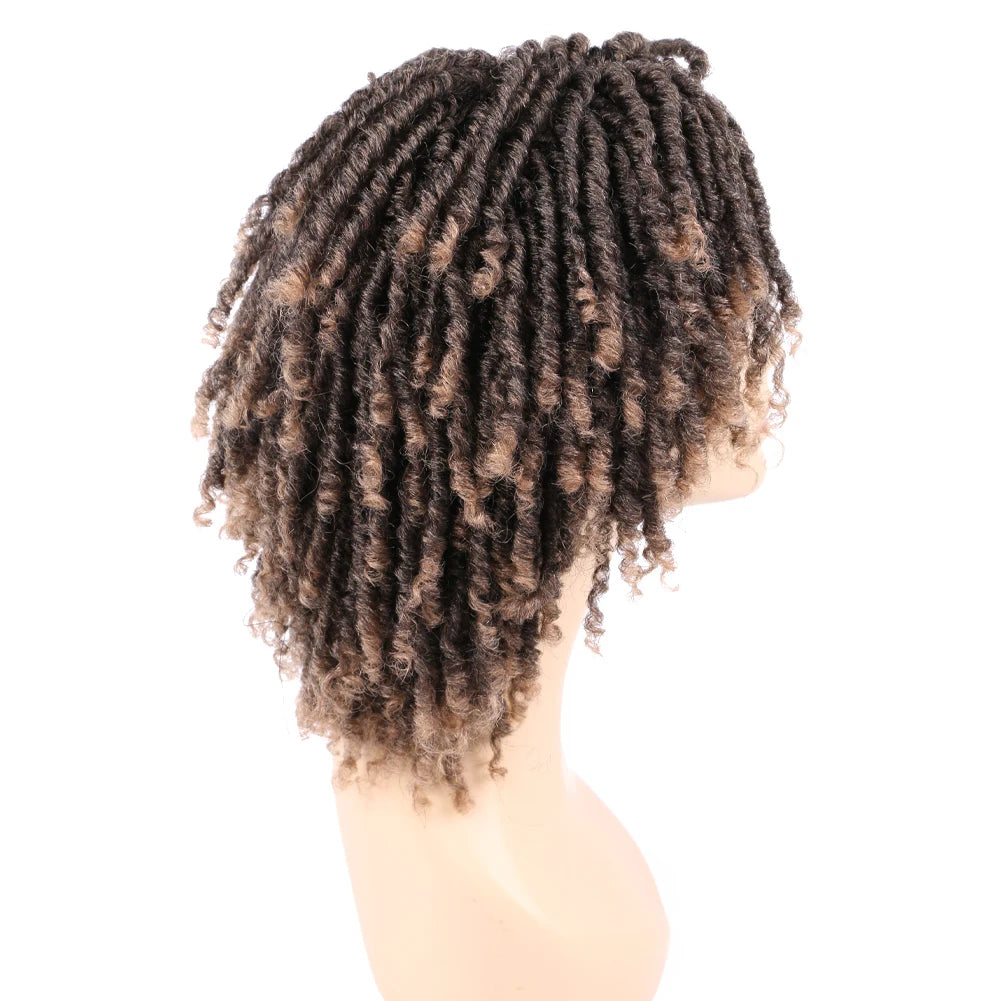 Short Dreadlock Wig for Black Women Afro Curly Twist Wigs Synthetic Heat Resistant Breathable Faux Locs Braids Hair Wigs Luxegan