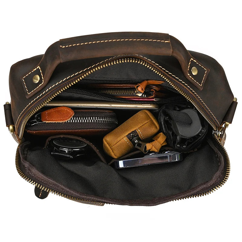 Newsbirds Vintage Leather Messenger Bag | Genuine Crazy Horse Cowhide Shoulder Bag | Retro Satchel - view 3