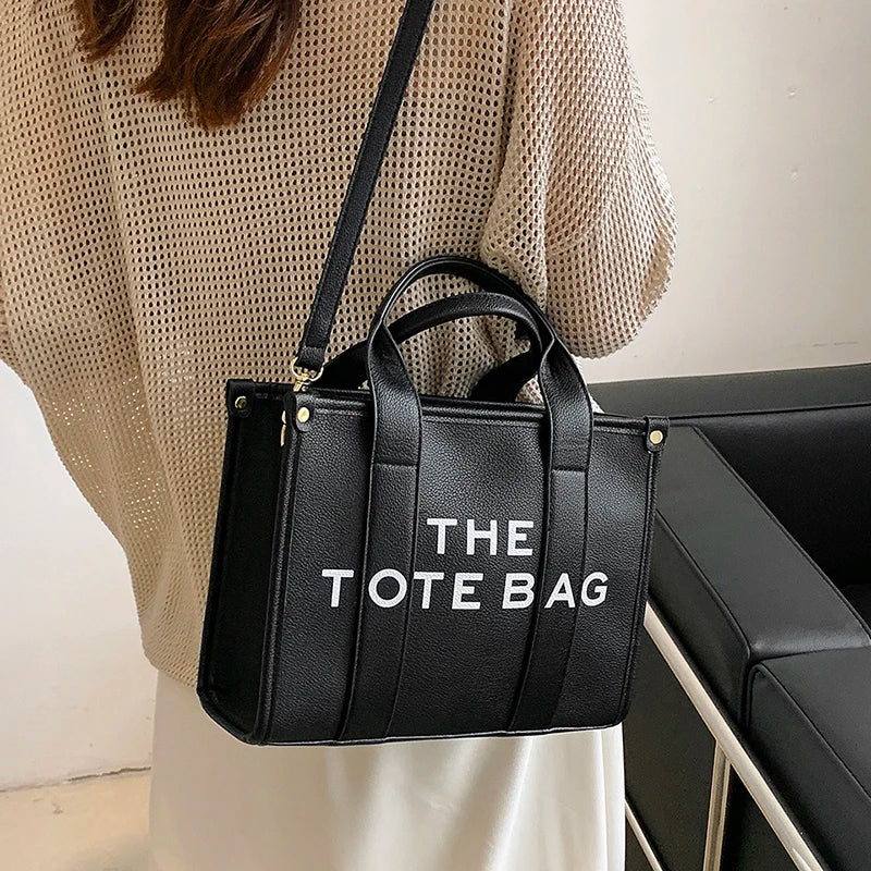 The Tote Bag for Women | Crossbody Female Handbag & New Solid Words Letter Leisure Large Bag (Luxury Fashion Designer PU Bag) Luxegan