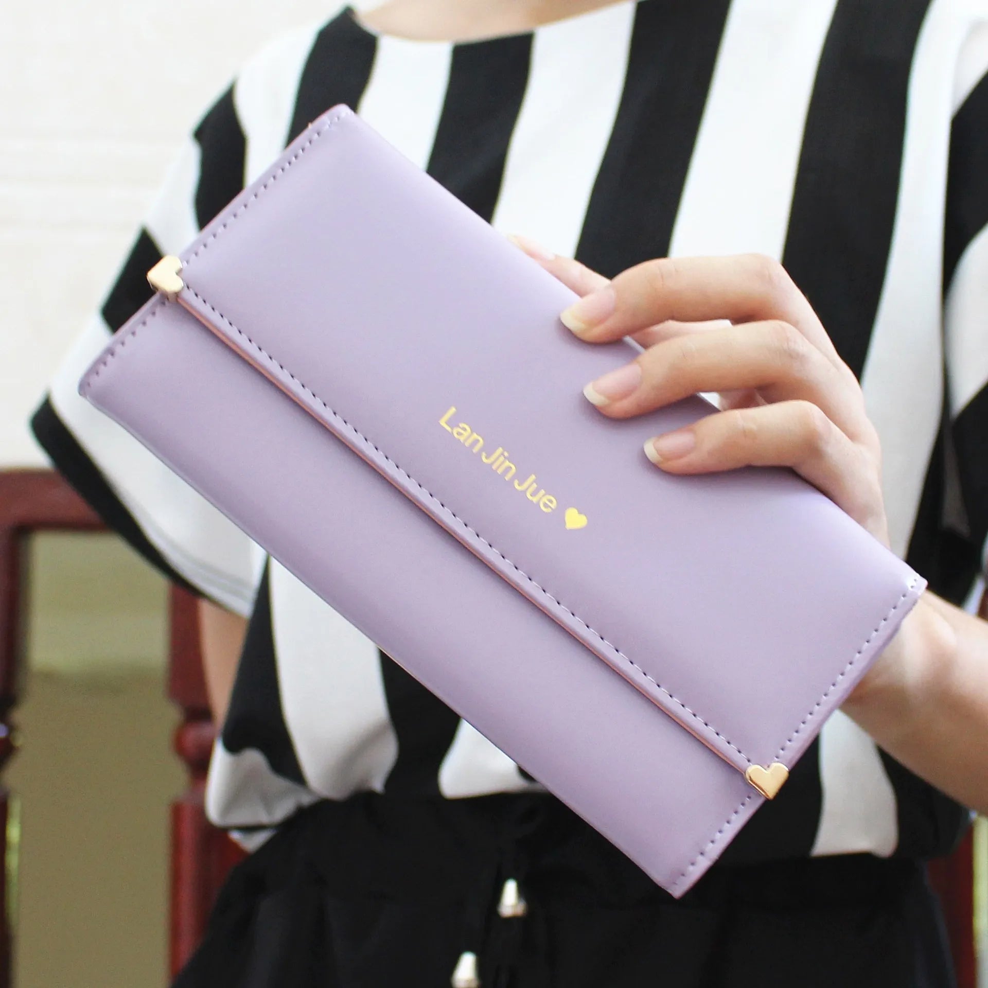 Women’s Premium PU Leather Trifold Wallet | Sophisticated Long Card Holder Clutch | Fashion-Forward Mobile Phone Purse | Elegant Solid Color Standard Wallet with Wristlet Capability Luxegan