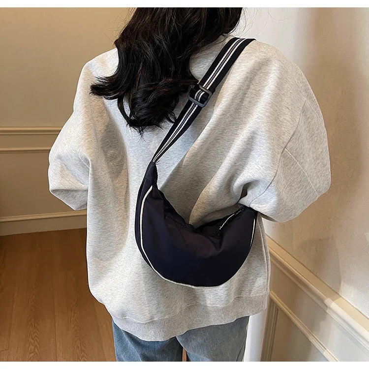 Nylon Solid Hobo Bag | Soft Lightweight Large Capacity Shoulder & Crossbody Bag Luxegan