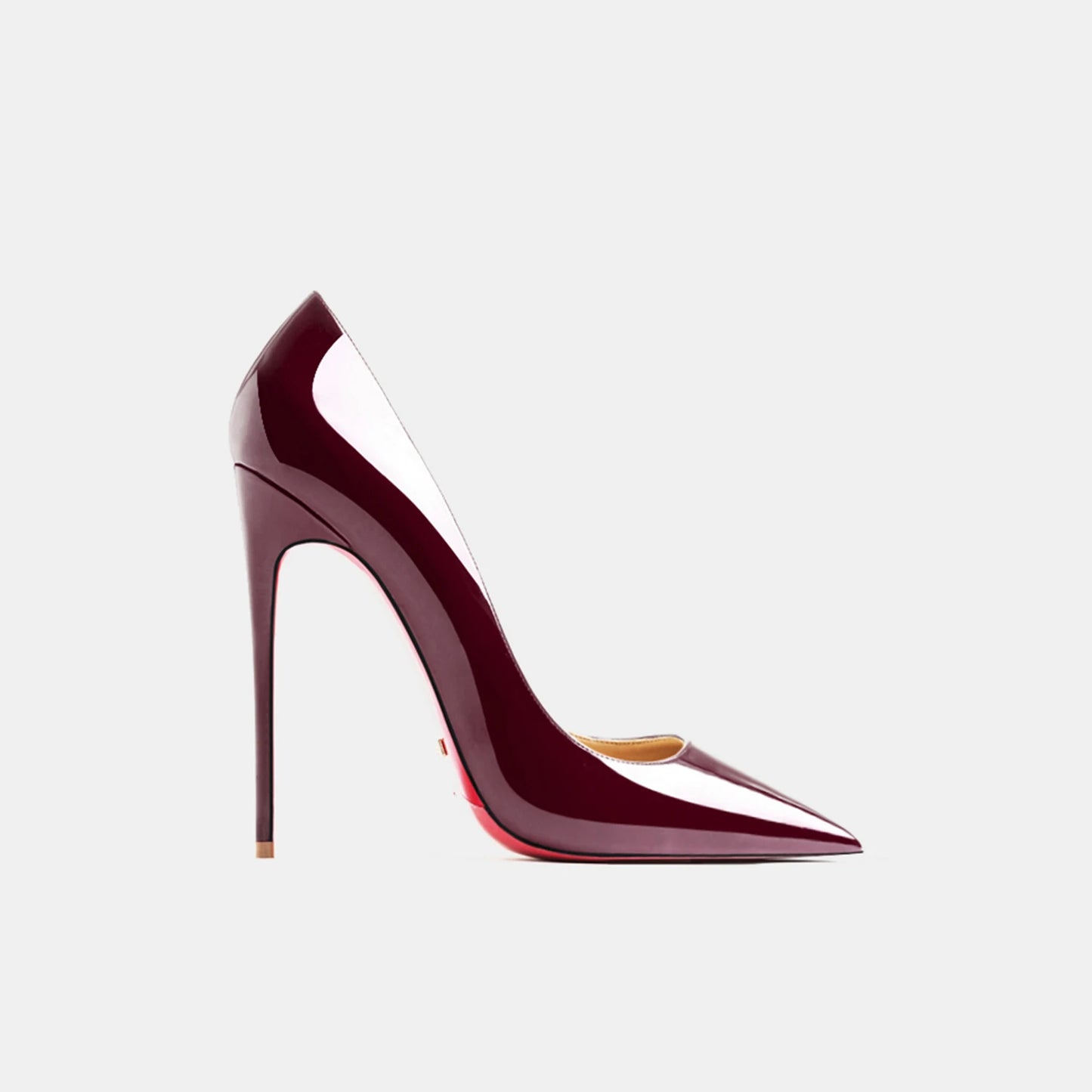 Designer Luxury Brand Stilettos | Sophisticated Red-Bottom Patent Leather Pumps | Elegant "Handmade Classics" Silhouette | "Dignified" Sexy Pointed Toe Party Shoes for Radiant Versatile Styling Luxegan