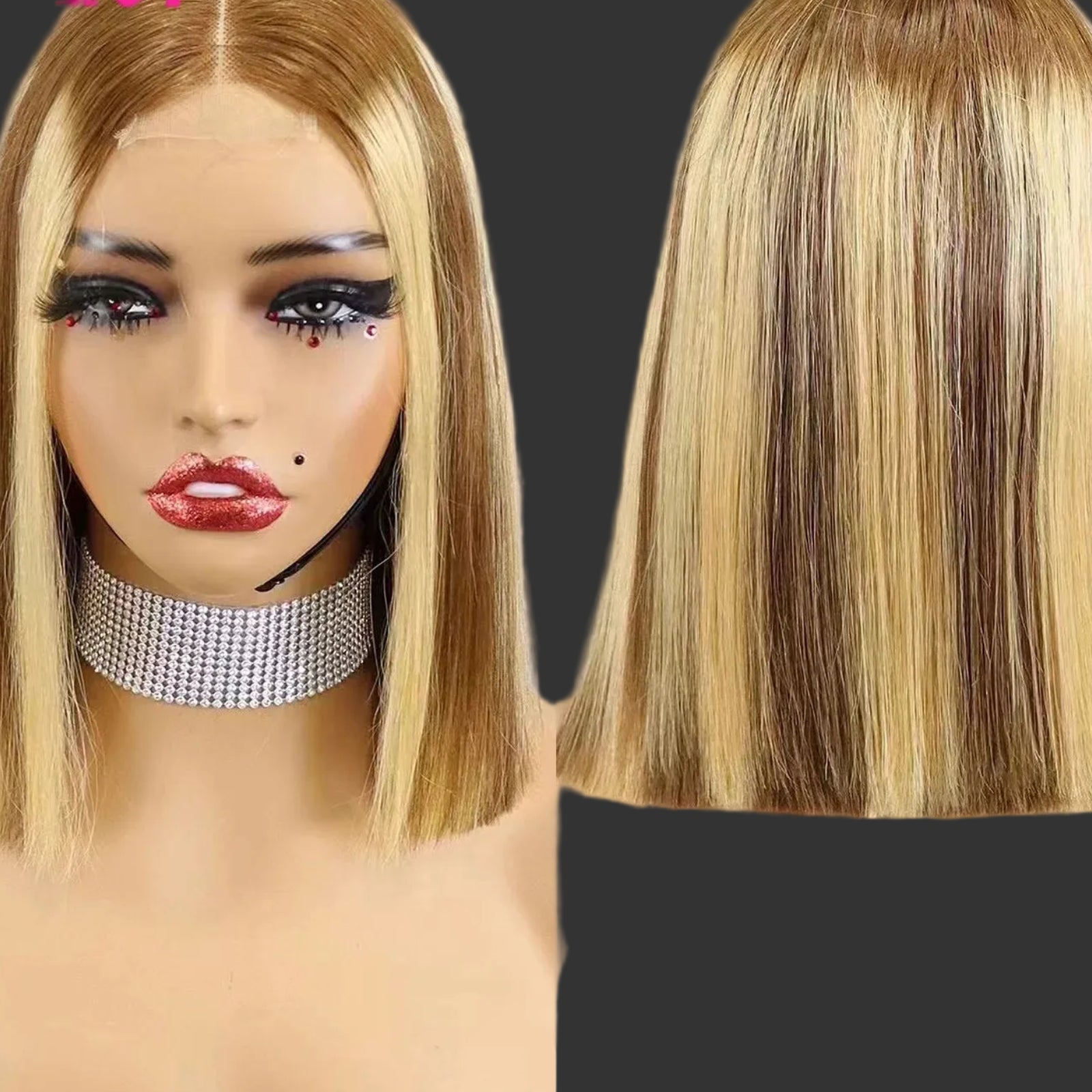 Super Double Drawn Bone Straight Short Bob Wig - 100% Burmese Remy Human Hair Glueless Wig - Transparent Swiss Lace Closure Pre-Plucked Straight Bob Wig for Women (4-16 Inch) Luxegan