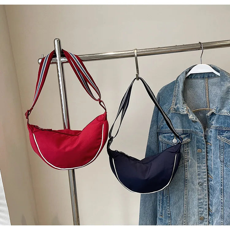 Nylon Solid Hobo Bag | Soft Lightweight Large Capacity Shoulder & Crossbody Bag Luxegan