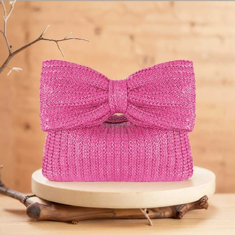 Summer Straw Woven Clutch Bag | Women's Bow Purse Luxury Design Ladies' Evening Handbag Luxegan