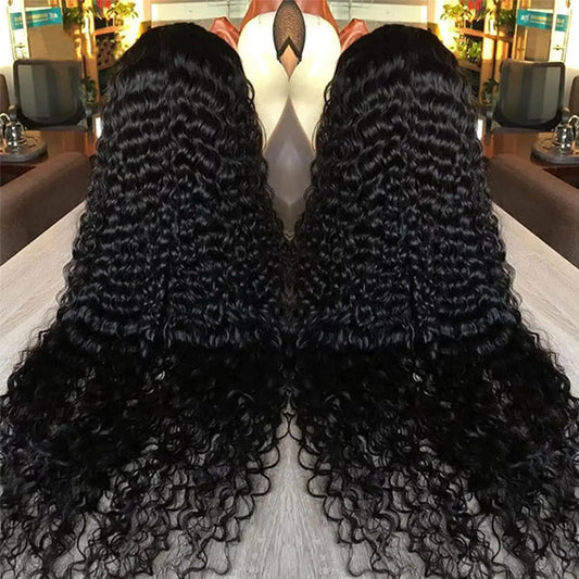 250% Deep Wave 13x6 HD Lace Frontal Wig | Sophisticated "Brazilian Curly" Silhouette | Elegant 34-Inch Pre-Plucked Hairpiece | "Dignified" HD Transparent Swiss Lace Wig for Radiant Versatile Styling Luxegan