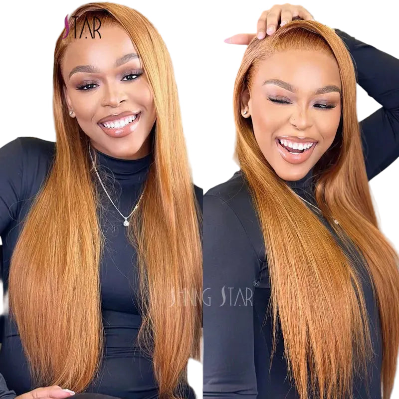 Ginger Blonde Body Wave Wig | Sophisticated 13x4 HD Transparent Lace Frontal | Elegant "Honey Ginger" Brazilian Human Hair | "Dignified" 16–32 Inch Pre-Plucked Remy Hair for Radiant Versatile Styling Luxegan