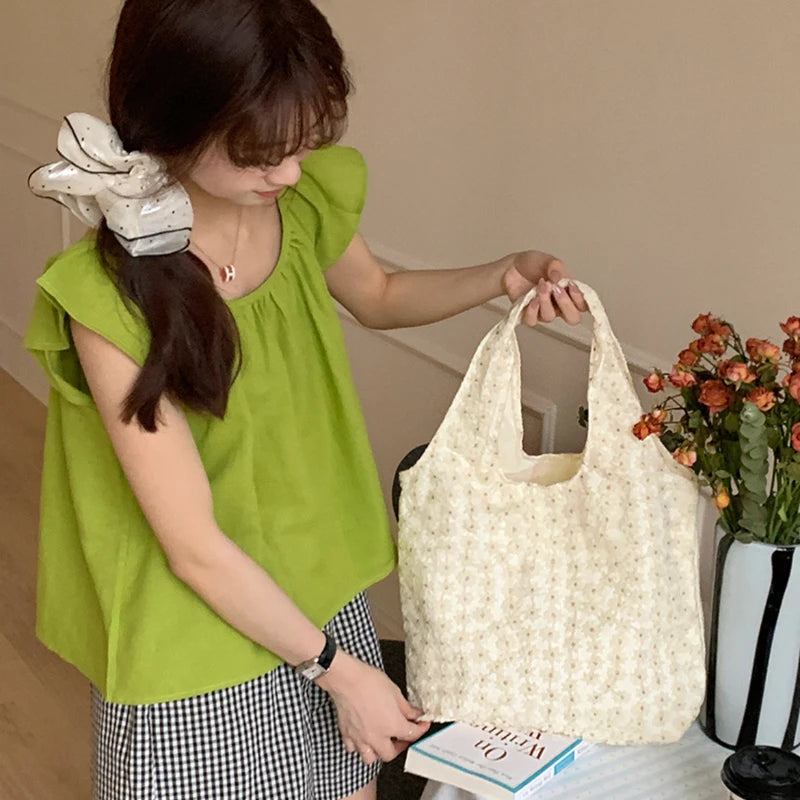 Retro Daisy Lace Shoulder Bags for Women | Sweet Flower Embroidery Ladies Vest Shopping Bag | Portable Female Tote Purse Handbags Luxegan