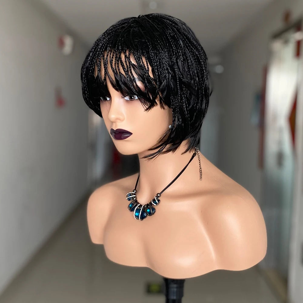 Pixie Cut Box Braided Twist Wig | Crochet Braids | 1B