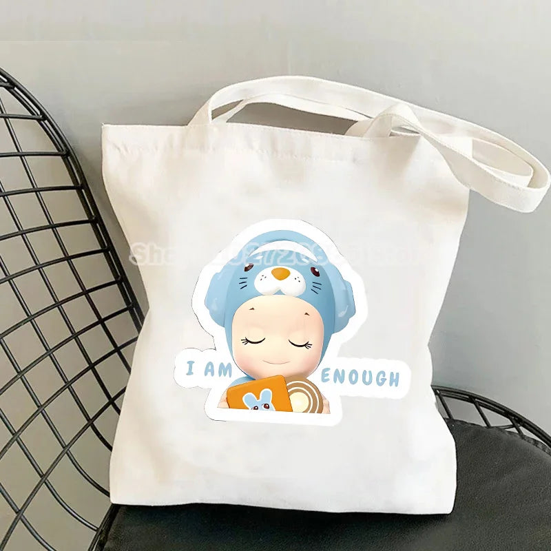 Canvas Character Casual Tote | Soft Cute Cartoon Shopping & Student Bag Luxegan