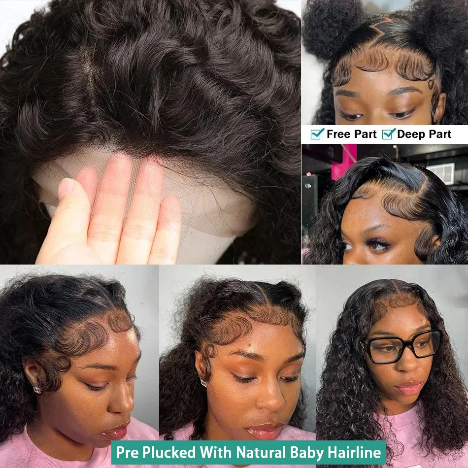 Mossily Short Curly Bob Wigs 13x6 HD Lace Front Human Hair For Women 200% Deep Wave 13x4 Frontal Brazilian Remy 5x5 Closure Wig