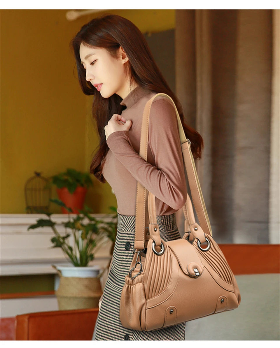 Fashion Women Luxury Handbags | Ladies Designer Large Capacity Tote | Soft Leather Crossbody Messenger Bag Luxegan