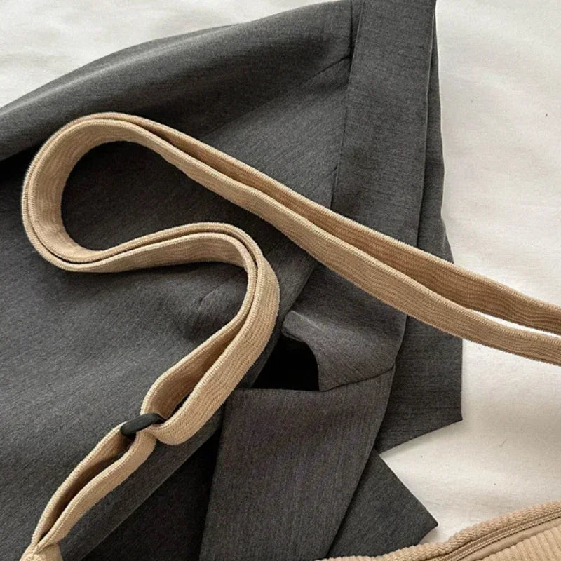 Corduroy "Lazy Wind" Dumpling Bag | Japanese Literary & Korean Casual Handbag Luxegan