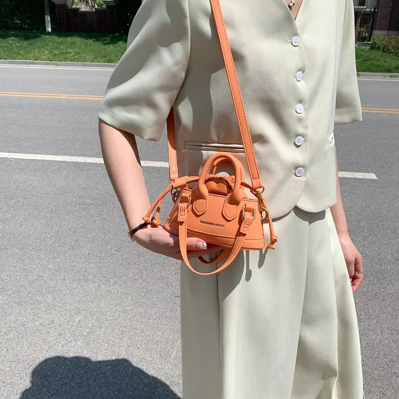 Cute Mini Shell Bag | Retro PU Leather Crossbody Purse Luxegan
