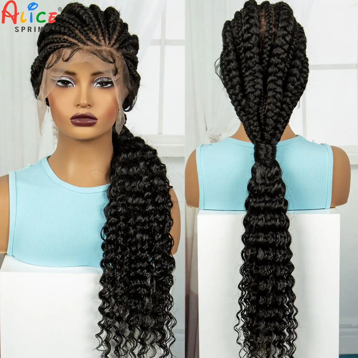 30 Inch Handmade Cornrow Knotless Box Braided Wig | Full Lace