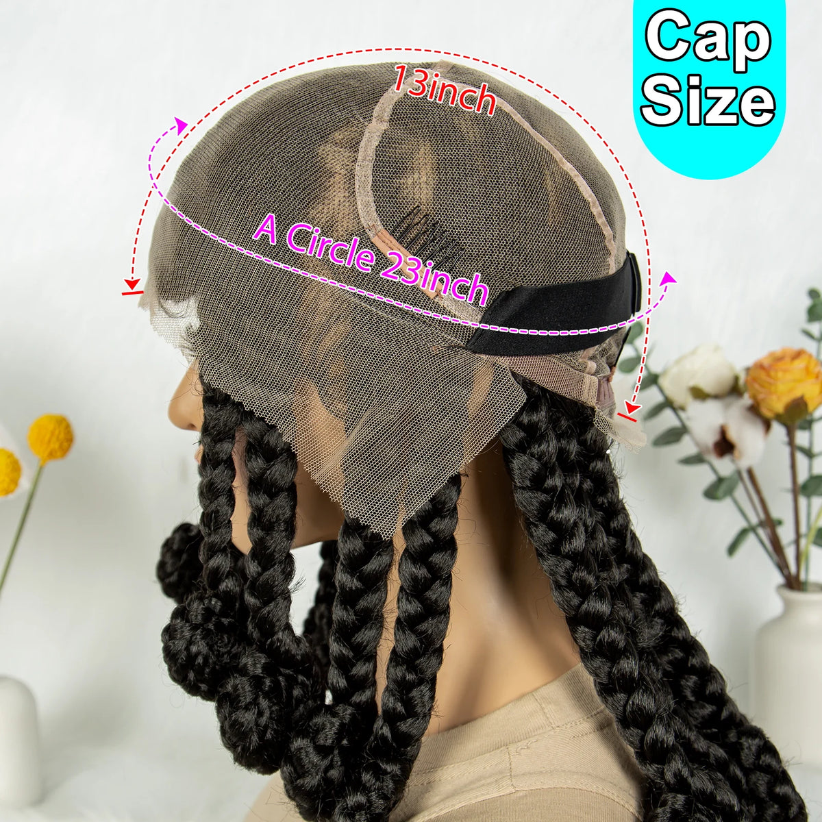14 Inch Jumbo Bantu Knotless Box Braided Wig | Full Lace Cornrow