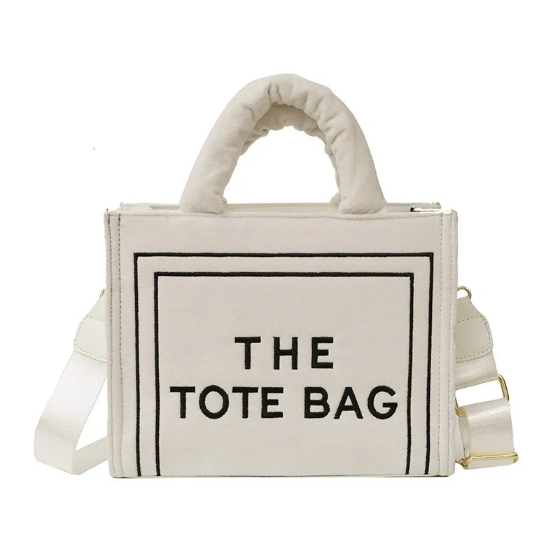 Women’s Khaki Velour Tote Bag | Original Letter Print Medium Square Handbag | Premium Corduroy Ladies’ Shopper & Versatile Shoulder Bag Luxegan