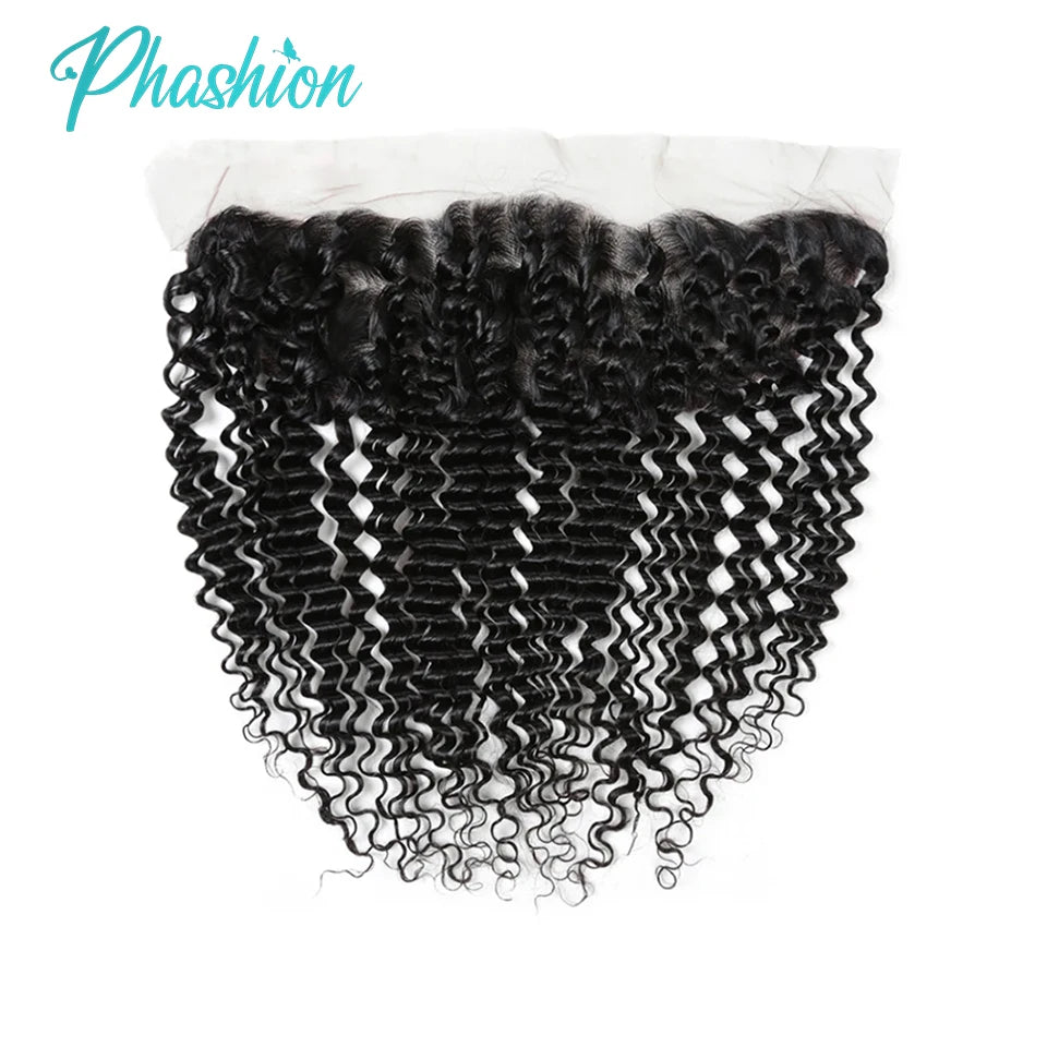 Phashion Kinky Curly Human Hair Bundles With 13x6 Lace Front Closure HD Transparent Brazilian Jerry Curl Weave and Closures Soft