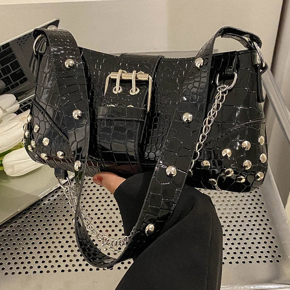 Fashion Women's Shoulder Bag | Y2K Armpit Bag & Luxury Design Pleated Underarm Bag (Solid Color Messenger Purse Hobos Handbags) Luxegan