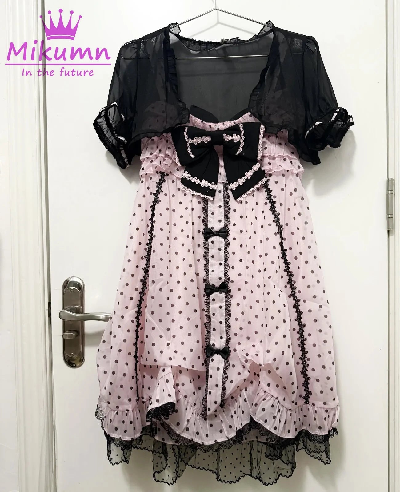 Polka Dot Bow Spaghetti Strap A-Line Mini Dress | Y2K Harajuku Kawaii Gothic Japanese Summer Dress Luxegan