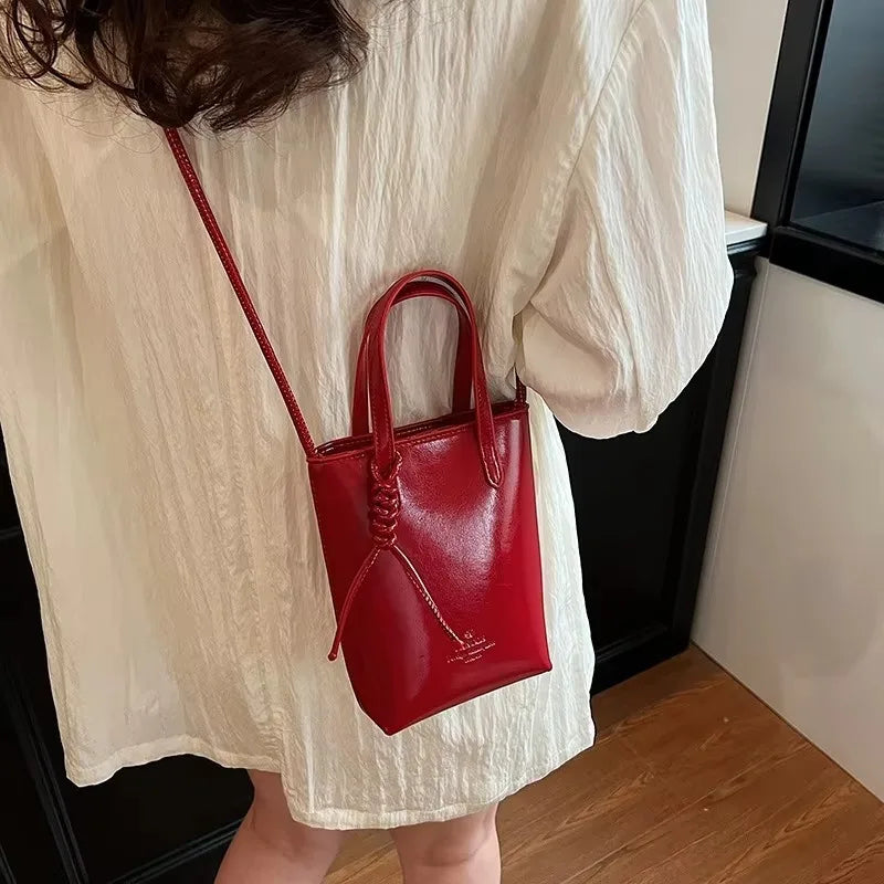 Leather Mini Crossbody Bag for Women | New Korean Fashion Luxury Shoulder Bag & Simple Retro Handbag Luxegan