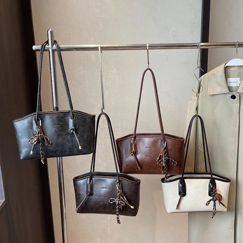 Retro Y2K Soft PU Leather Crossbody Tote Luxegan