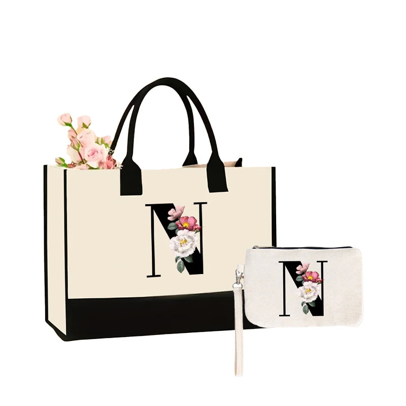 Pattern Printed Canvas Shoulder Bag | Large Capacity Combination Handbag & Storage Bag | Foldable, Reusable, & Eco-Friendly Unisex Casual Tote Luxegan