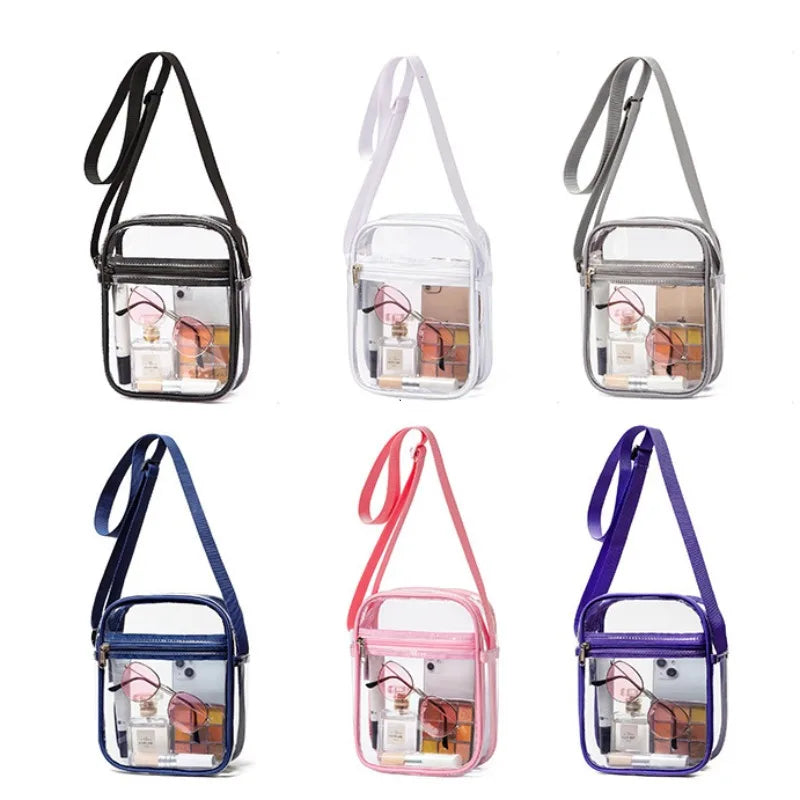 Stadium-Approved Clear Shoulder Bag | Sophisticated Transparent PVC Concert Purse | Elegant Simple Casual Crossbody | "Dignified" Structured Square Handbag for Versatile Event Styling Luxegan