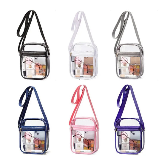 Stadium-Approved Clear Shoulder Bag | Sophisticated Transparent PVC Concert Purse | Elegant Simple Casual Crossbody | "Dignified" Structured Square Handbag for Versatile Event Styling Luxegan