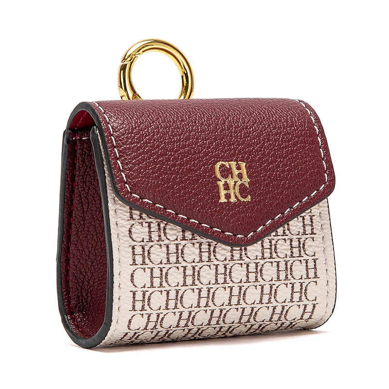 Unisex Mini Fashion Coin Purse | Sophisticated PU Leather Earphone & Key Bag | Compact Square Letter Print Wallet | Portable Hasp-Closure Accessory Bag Luxegan
