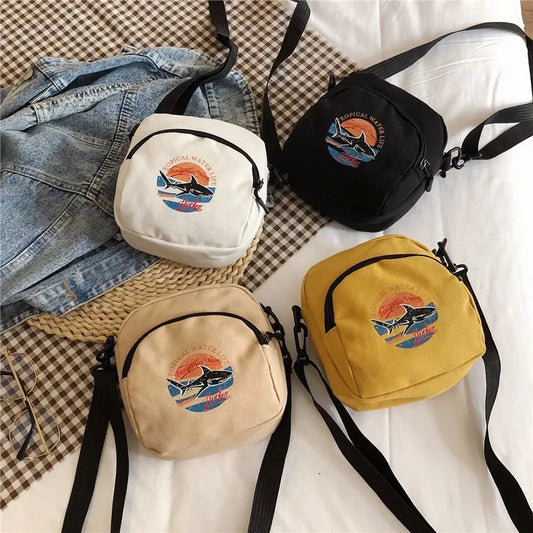 Canvas Small Square Bag | Mini Cloth Shoulder Crossbody Purse Luxegan