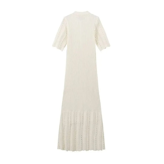 Elegant High-Waist Knitted Split Dress | Sophisticated O-Neck Sleeveless Gown | Elegant "High-Street" Silhouette | "Dignified" Draped Ankle-Length Dress for Radiant Versatile Spring & Summer Styling Luxegan