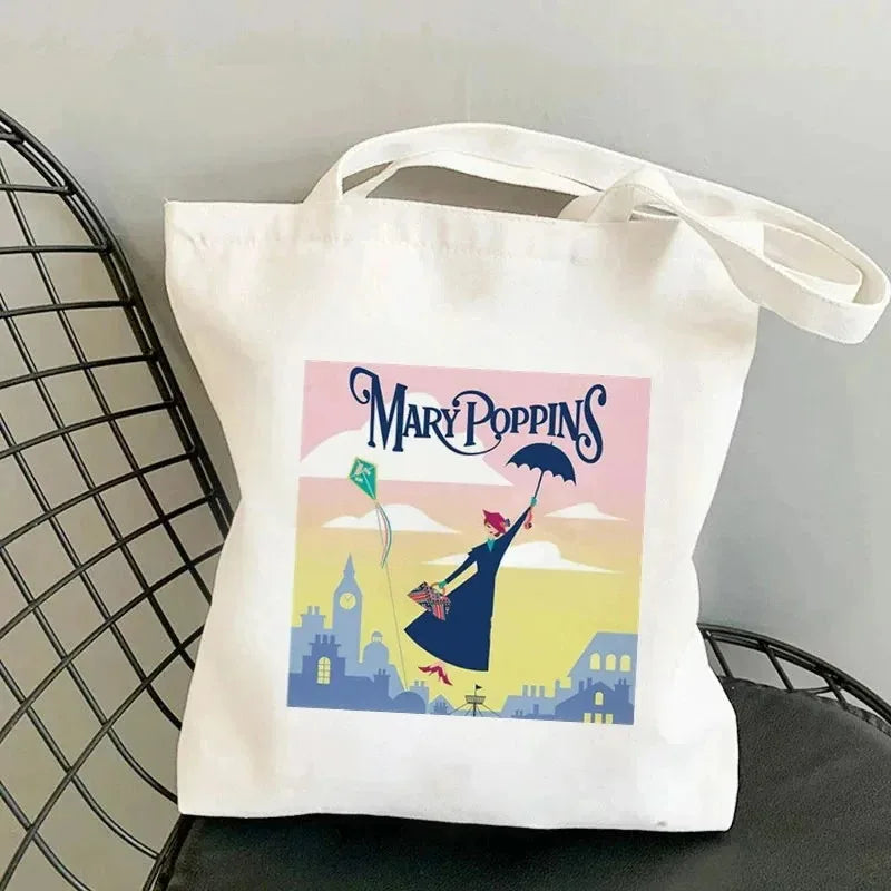 Canvas Cartoon Mary Poppins Tote | Soft Large Capacity Eco Shopping Bag Luxegan