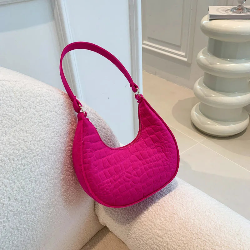 Felt Stone Pattern Shoulder Bag | Casual Crescent & Armpit Bag Luxegan